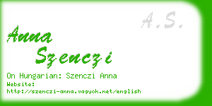 anna szenczi business card